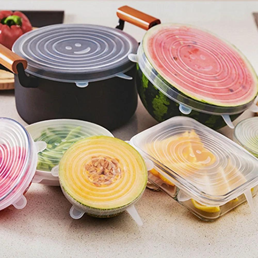 6 Stuks Siliconen Deksel Stretch Dekens voor Keuken, Magnetron, Voedsel Dekking, Komdeksels, Elastische Siliconen Lids Universeel Geschikt