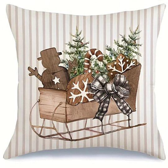 Christmas Decoration Cushion Cover - Christmas Gingerbread Tree Pattern - Living Room Sofa Cushion Cover - Home Farmhouse Decoration