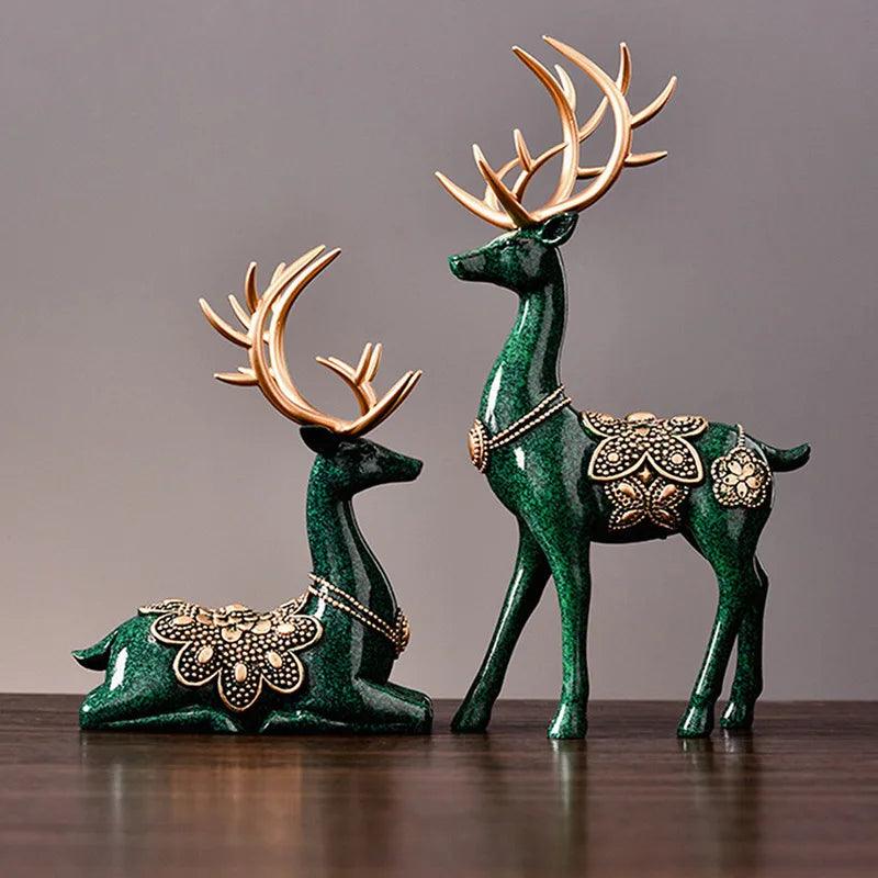 Luxe Grote Herten Resin Beeld | Vintage Boekenhoek & Bureau Decoratie | Woonkamer & Kantoor Kunstfiguren