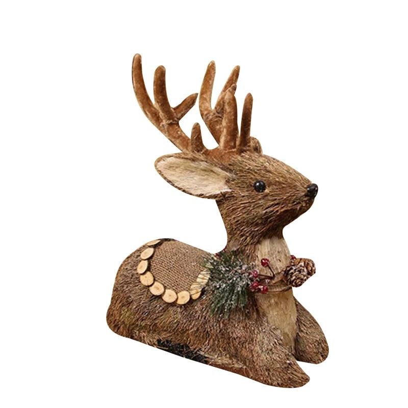 Rustic sitting reindeer for home & garden decoration