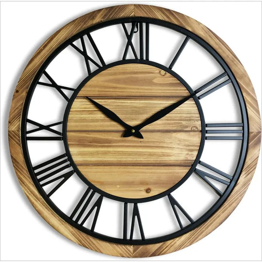Decorative Wooden Wall Clock with Roman Numerals
