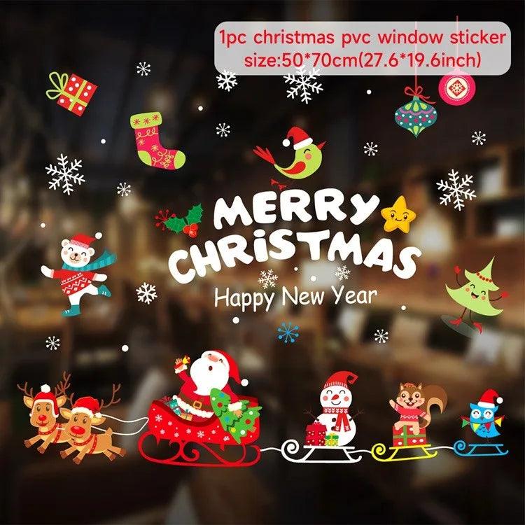 Kerst muurstickers - Vrolijk Kerstfeest decoratie voor thuis 2024 | Kerst ornamenten voor Nieuwjaar 2025