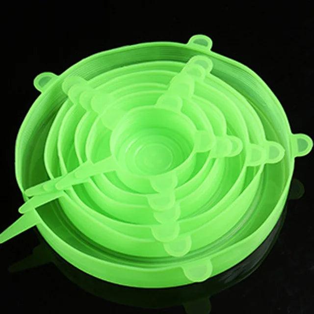 6 Stuks Siliconen Deksel Stretch Dekens voor Keuken, Magnetron, Voedsel Dekking, Komdeksels, Elastische Siliconen Lids Universeel Geschikt