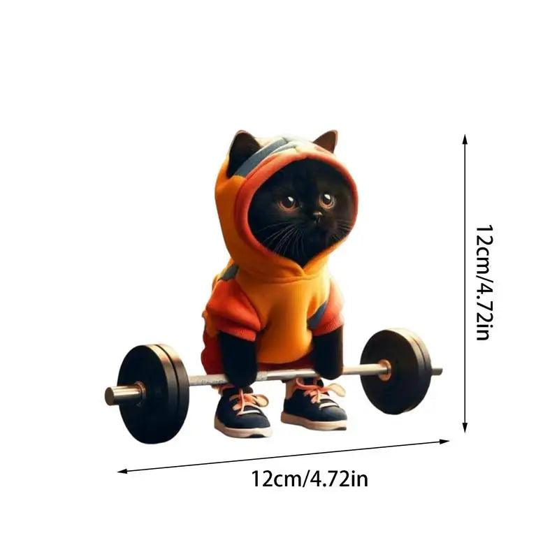 Sculpture of weightlifter cat
