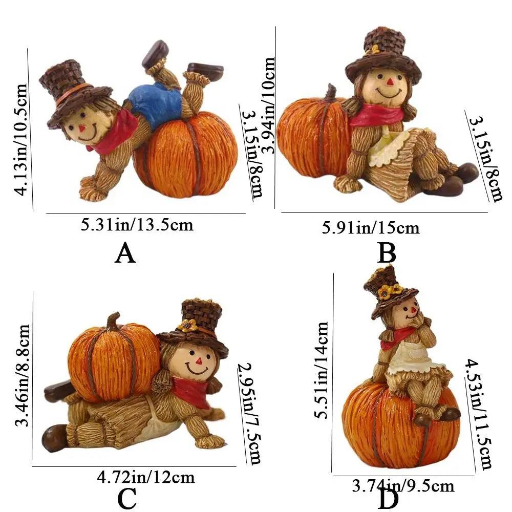Pumpkin Scarecrow Ornaments - Unique Harvest Day Figurine for Boys & Girls