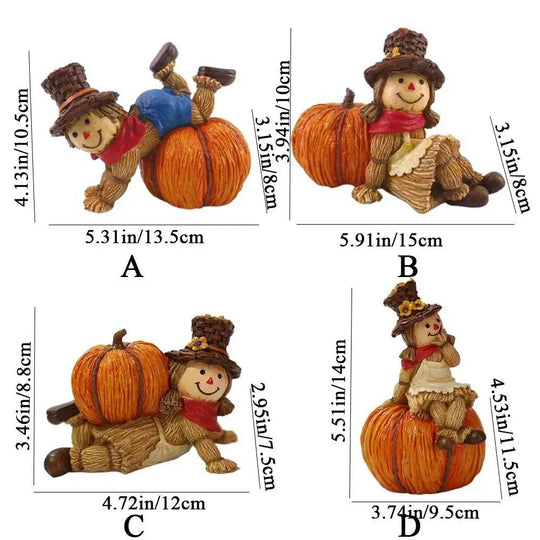 Pumpkin Scarecrow Ornaments - Unique Harvest Day Figurine for Boys & Girls