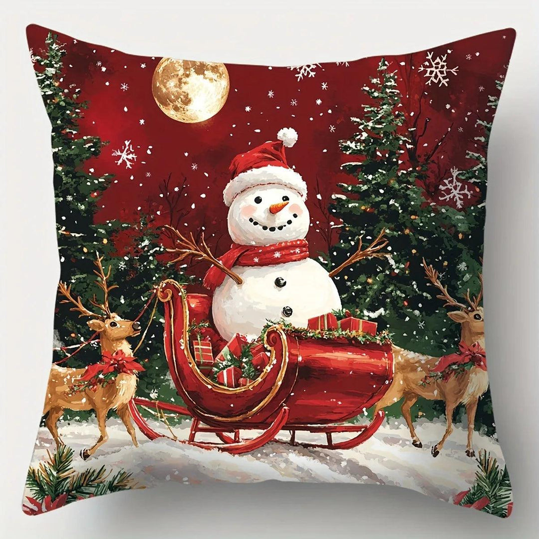 Christmas Throw Pillow Cover - Hand Washable Zipper Sofa Living Room Decor Holiday
