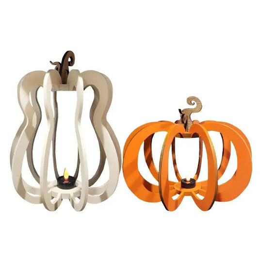 Lanterne à thé en bois en forme de citrouille - support créatif pour bougie d'automne