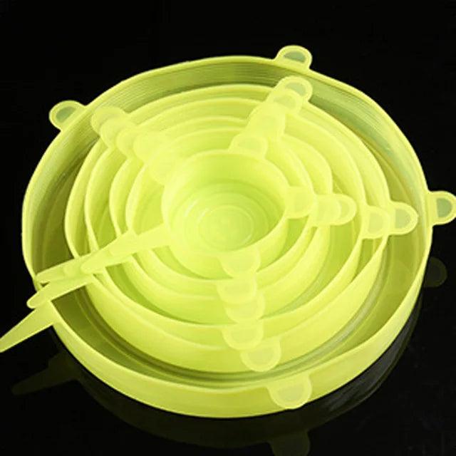 6 Stuks Siliconen Deksel Stretch Dekens voor Keuken, Magnetron, Voedsel Dekking, Komdeksels, Elastische Siliconen Lids Universeel Geschikt