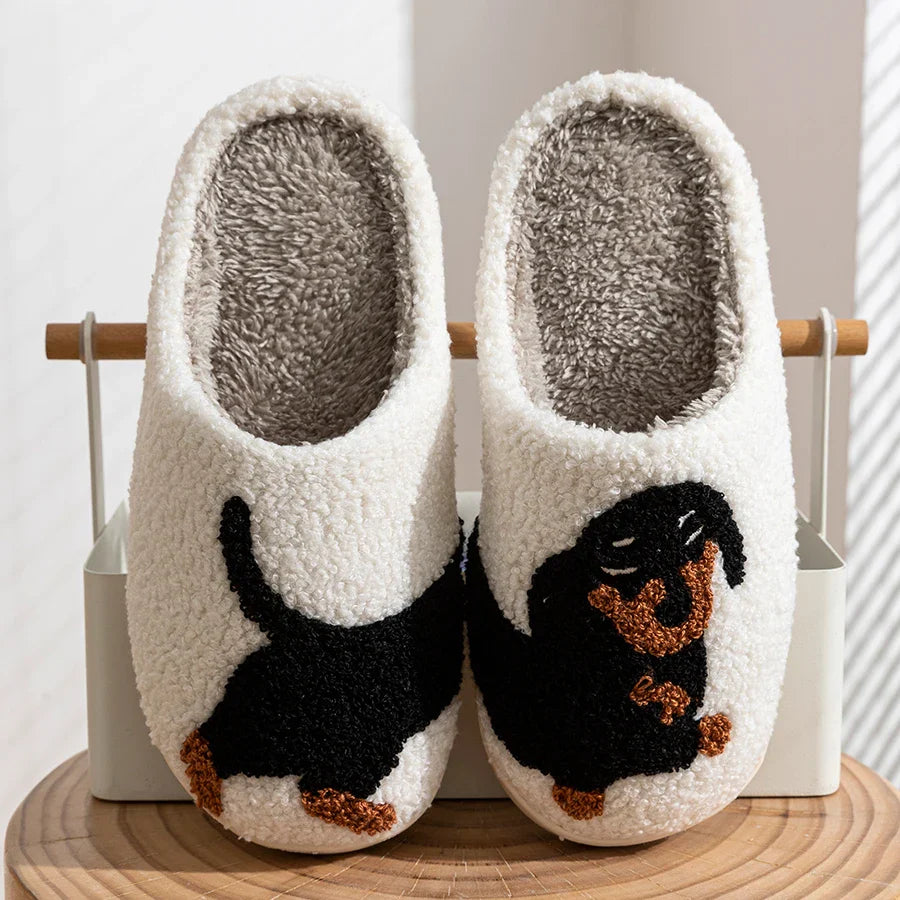 Unisex Slippers with Dog Pattern | Plush