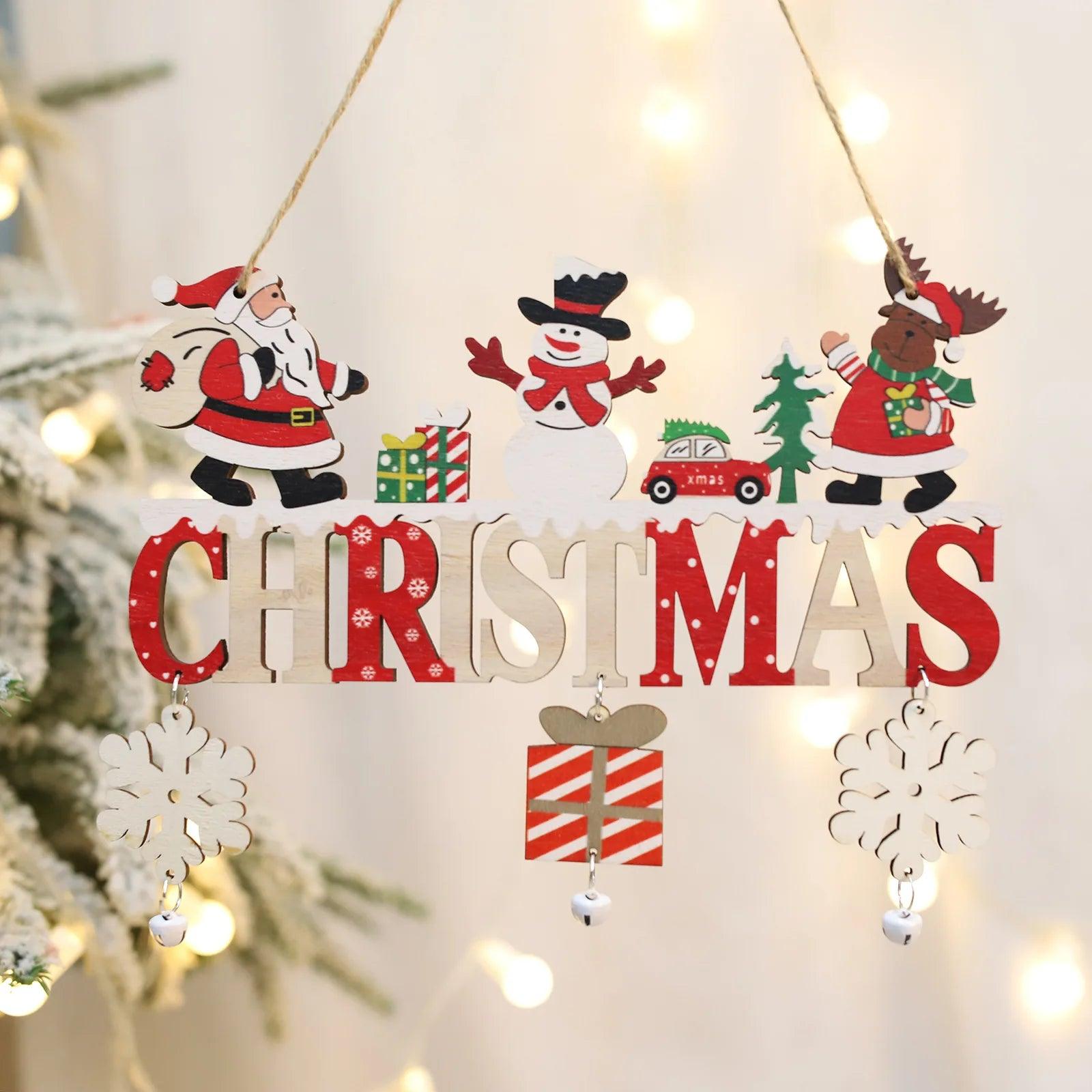 2024 Houten Kersthangers - Deur Muur Xmas Decor, Boom Hang Ornamenten voor Gelukkig Nieuwjaar 2025