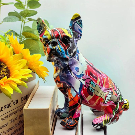 Colorful French Bulldog Wax Figurine - Pet Dog DIY Graffiti Craft & Desk Decoration
