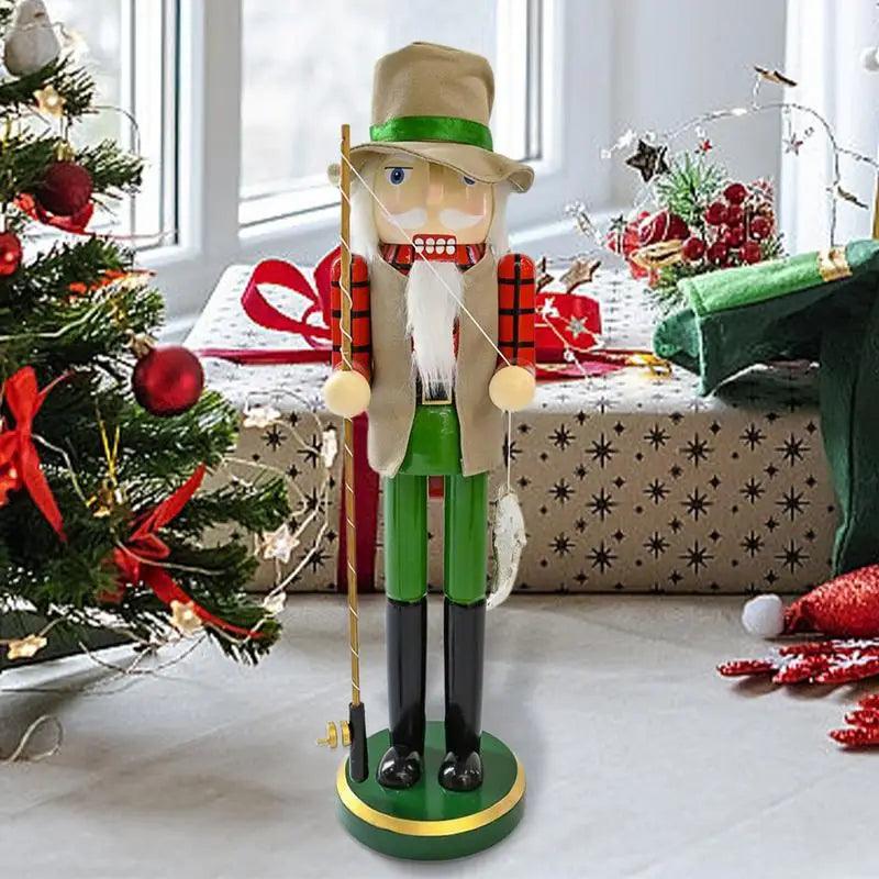 Wooden nutcracker fisherman ornament