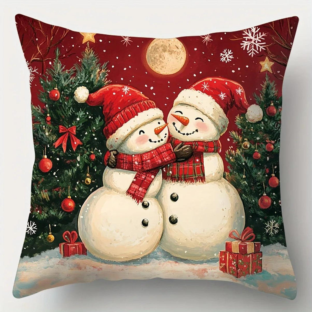 Christmas Throw Pillow Cover - Hand Washable Zipper Sofa Living Room Decor Holiday