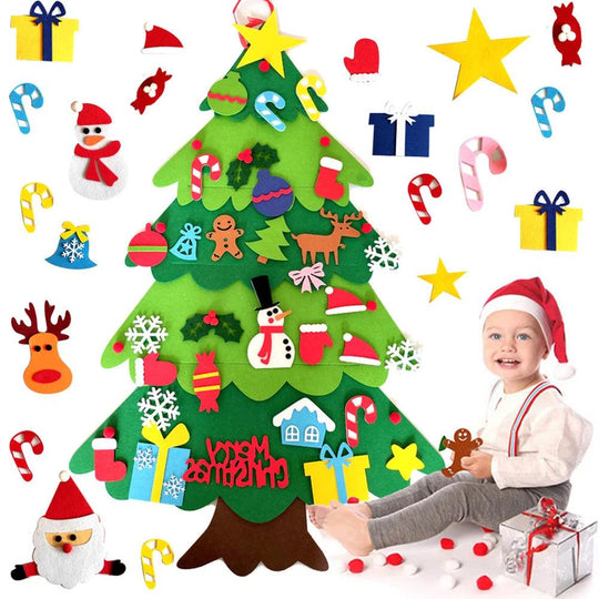 DIY Felt Christmas Tree - Christmas Decoration for Home 2022 Santa Xmas Kids Gifts