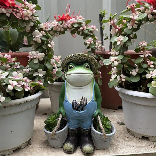 Statua da giardino di rane divertenti