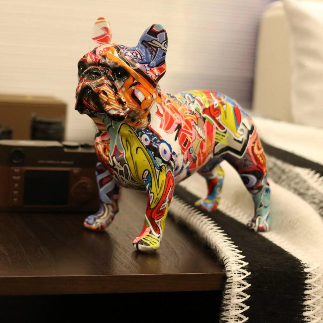Colorful French Bulldog Wax Figurine - Pet Dog DIY Graffiti Craft & Desk Decoration