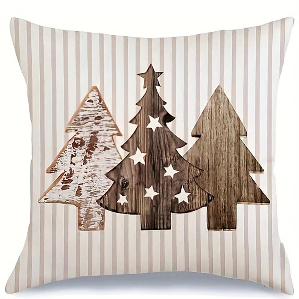 Christmas Decoration Cushion Cover - Christmas Gingerbread Tree Pattern - Living Room Sofa Cushion Cover - Home Farmhouse Decoration