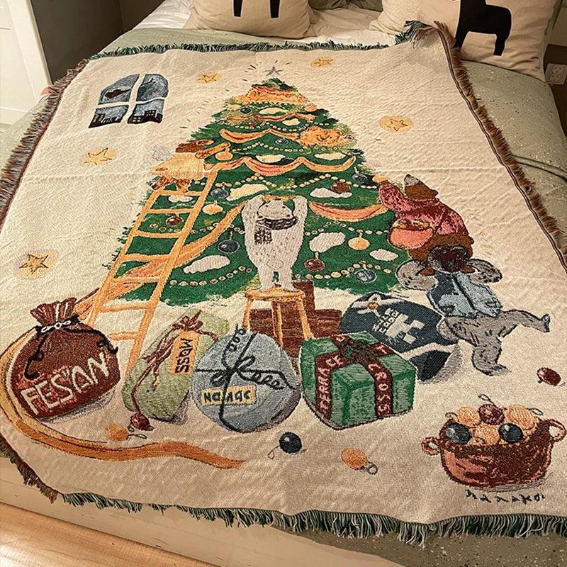 Coperta regalo di Capodanno 2024 – Schiaccianoci Albero di Natale Stella Copriletto e Plaid in pile morbido per decorazioni natalizie a casa