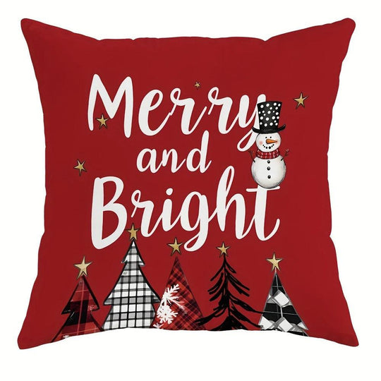 Christmas Decoration Pillowcase - Cheerful Santa Christmas Tree Pattern, Sofa Cushion Cover