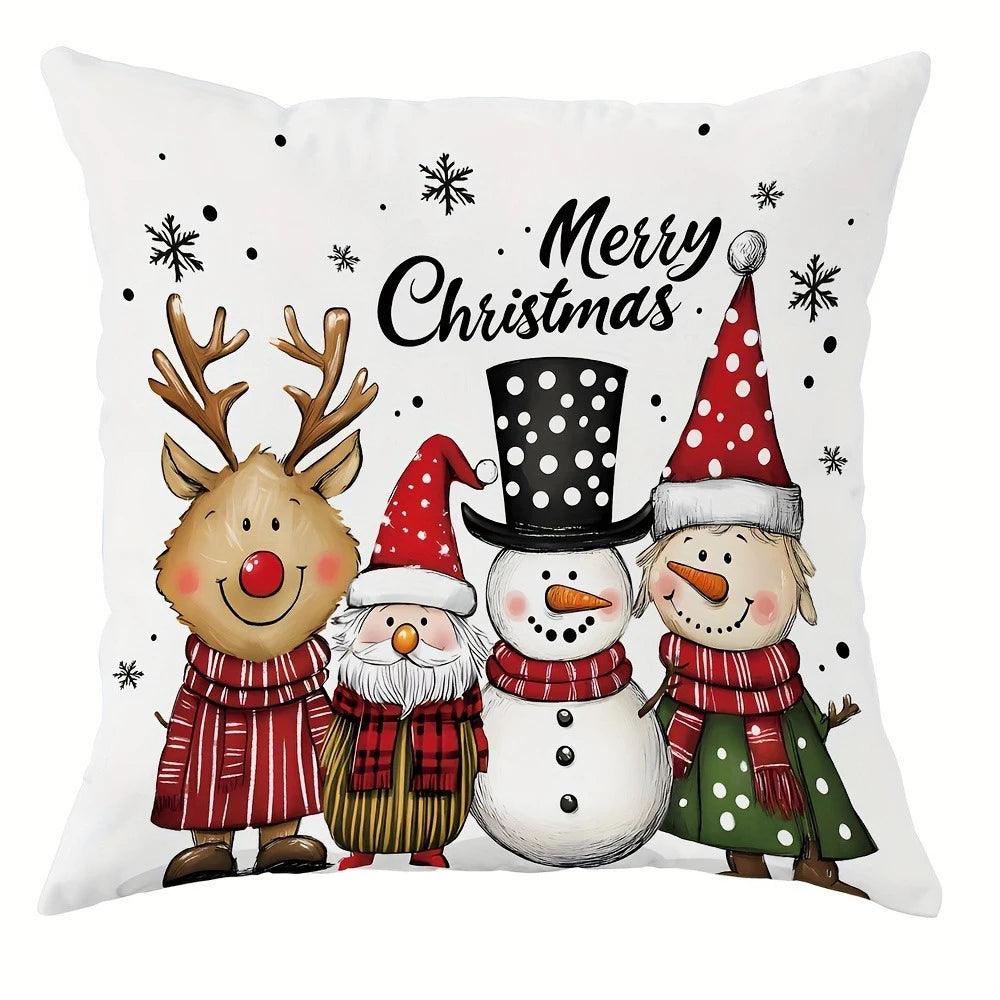 Christmas Decoration Pillowcase - Cheerful Santa Christmas Tree Pattern, Sofa Cushion Cover