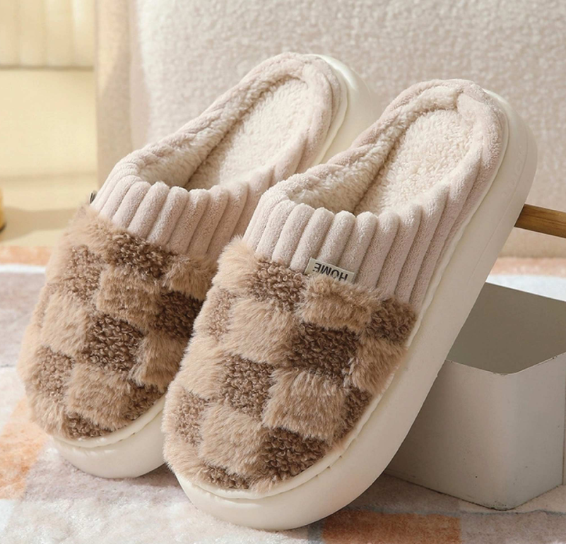 Unisex knusse pantoffels | Geruit ontwerp