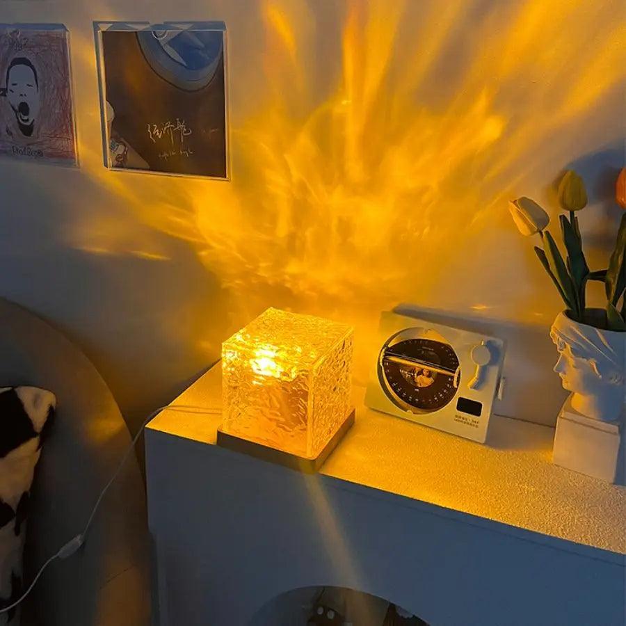 Dynamische Rotierende Water Ripple Projector Nachtlamp | 16 Kleuren Vlam Crystal Lamp voor Woonkamer, Studie & Slaapkamer