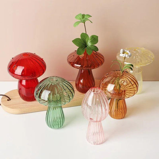 Transparent Mushroom Glass Vase - Aromatherapy Bottle Table Decoration