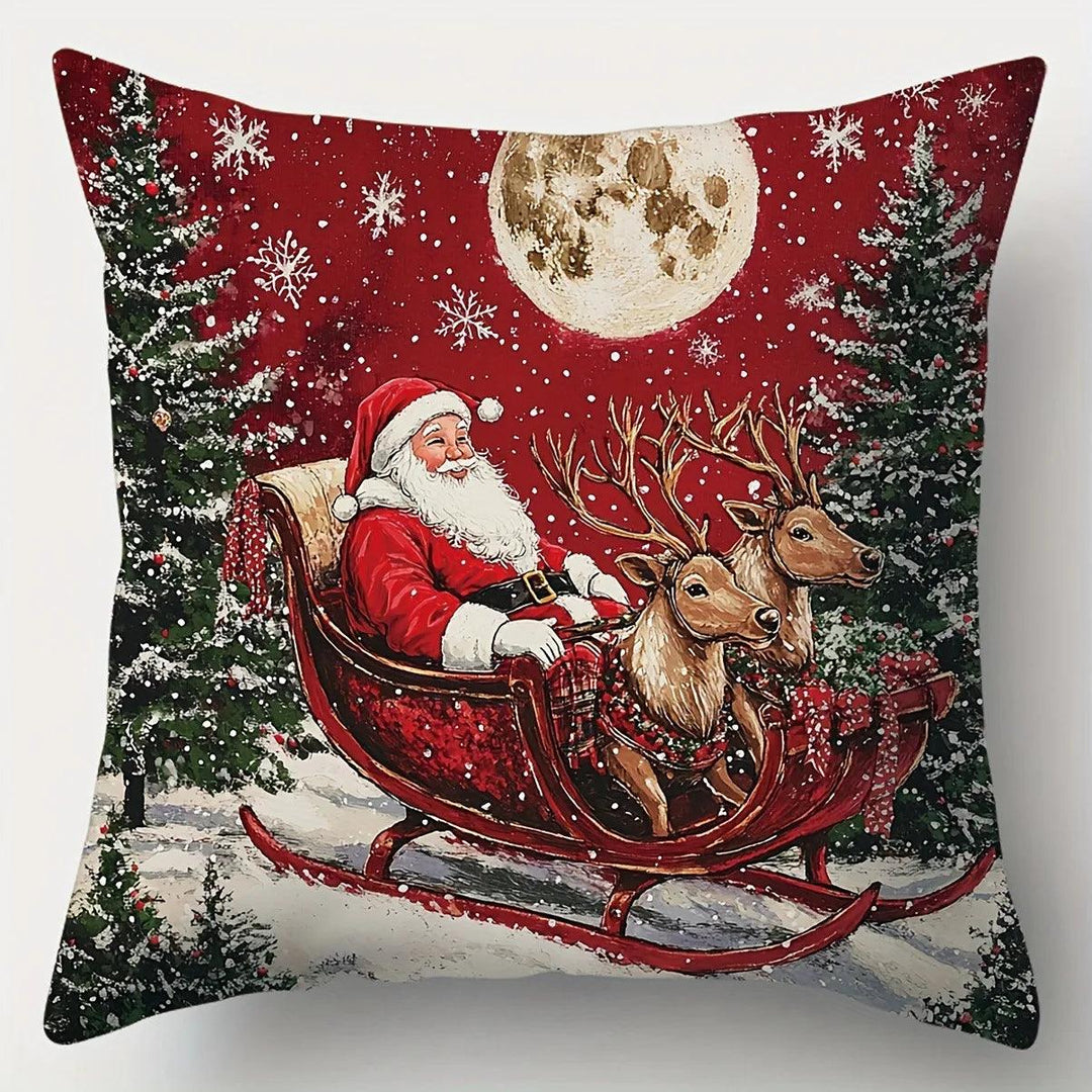 Christmas Throw Pillow Cover - Hand Washable Zipper Sofa Living Room Decor Holiday