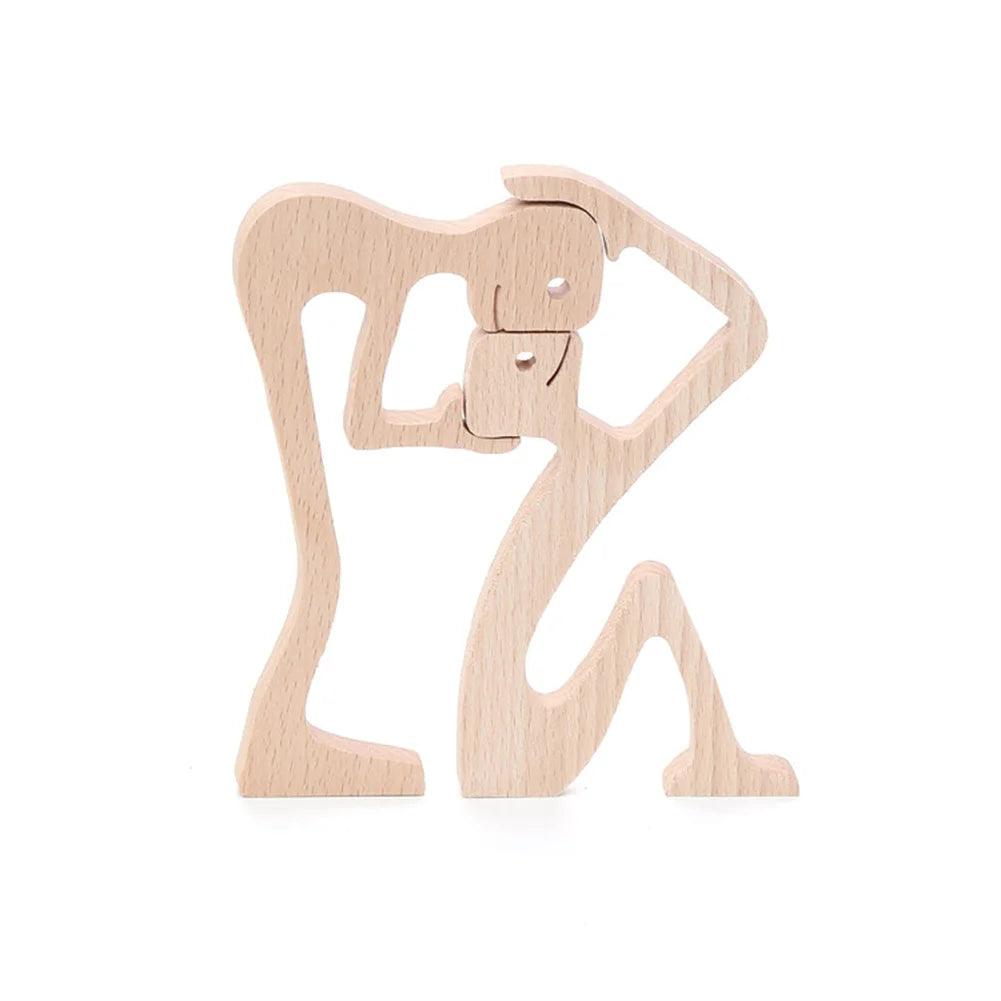 Wooden Puppy's Family Figurine - Dog Figure Table Decoration
