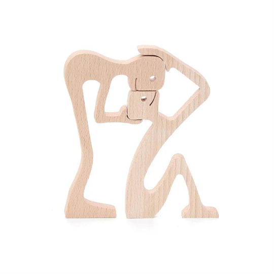 Wooden Puppy's Family Figurine - Dog Figure Table Decoration