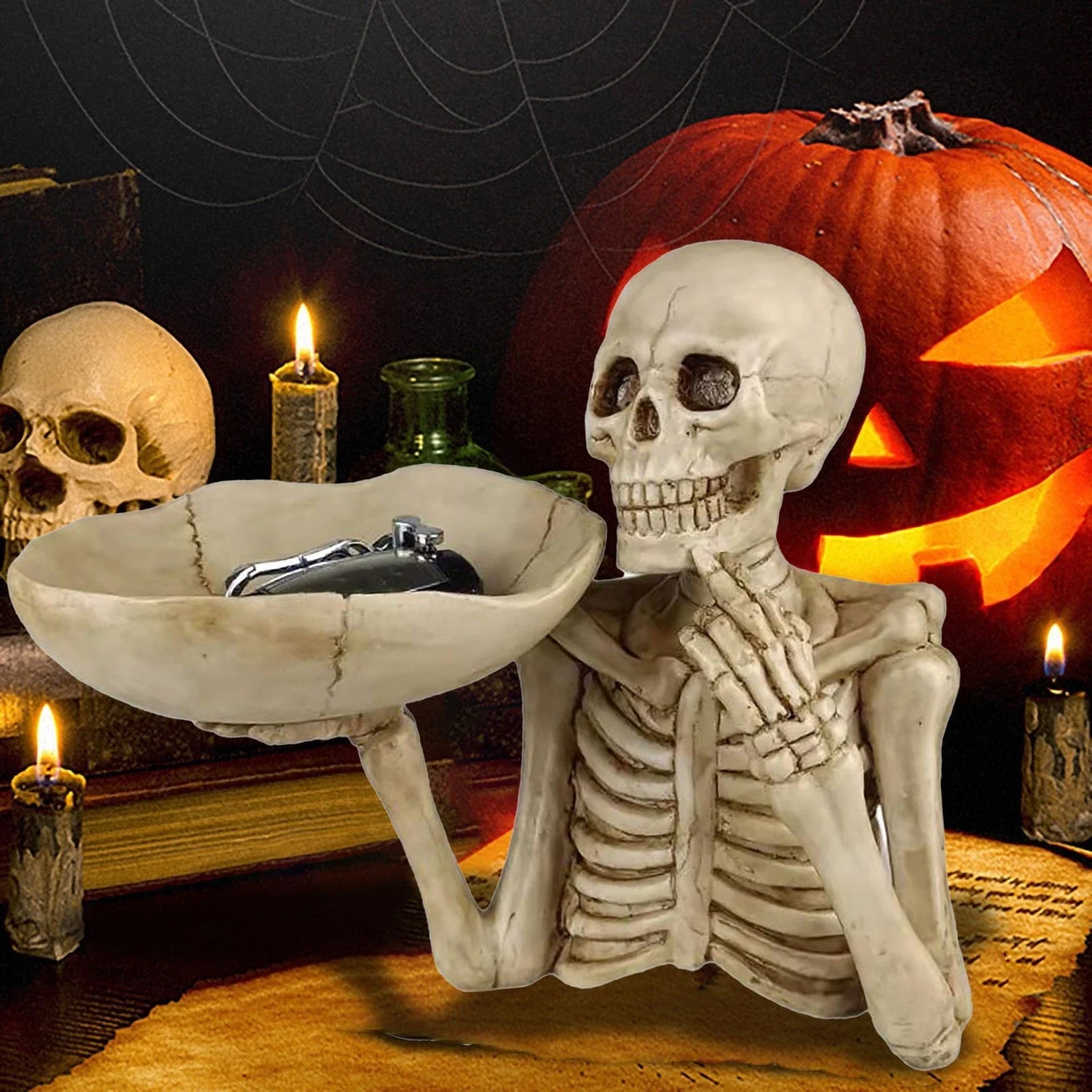 Hars Schedel Dienblad Decoratief Ornament | Halloween