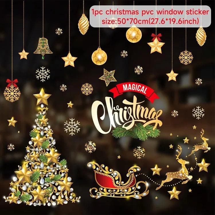 Kerst muurstickers - Vrolijk Kerstfeest decoratie voor thuis 2024 | Kerst ornamenten voor Nieuwjaar 2025