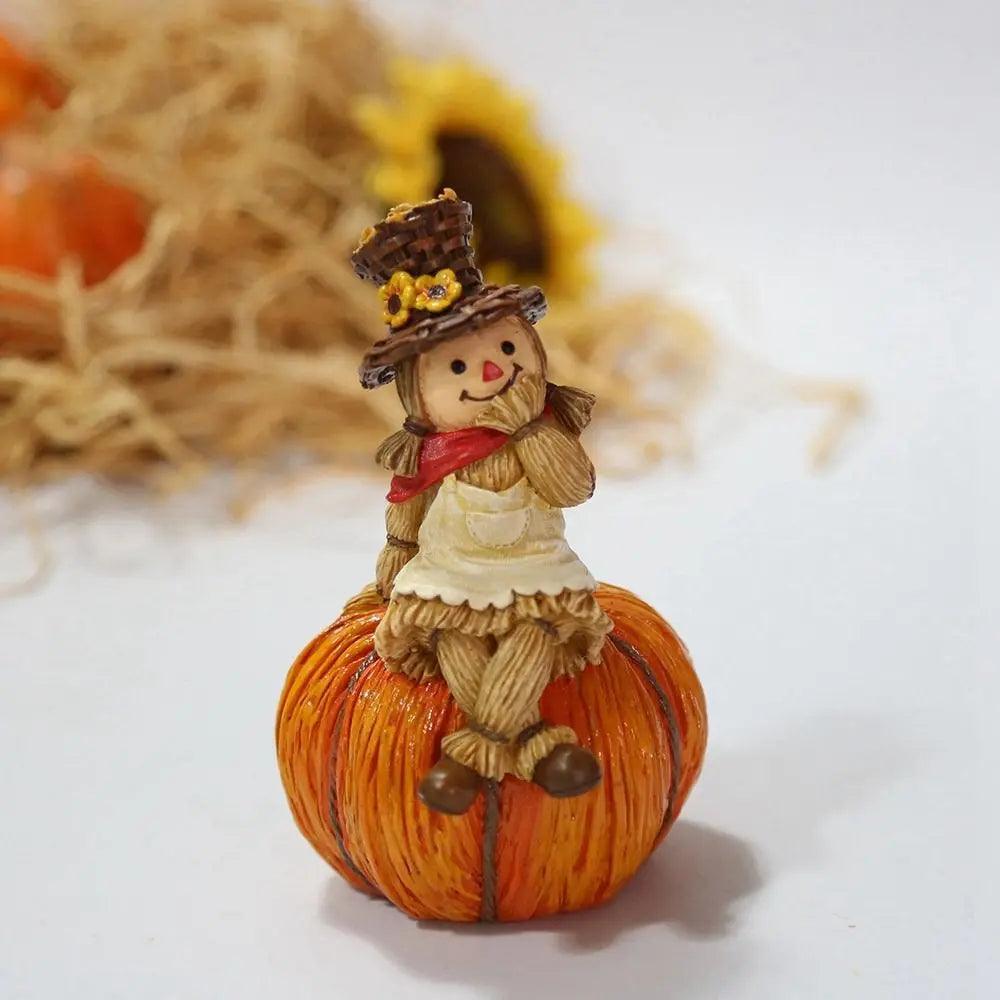 Pumpkin Scarecrow Ornaments - Unique Harvest Day Figurine for Boys & Girls