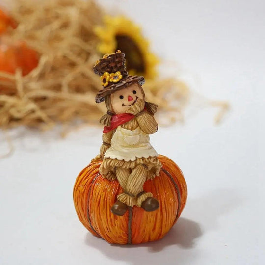 Pumpkin Scarecrow Ornaments - Unique Harvest Day Figurine for Boys & Girls