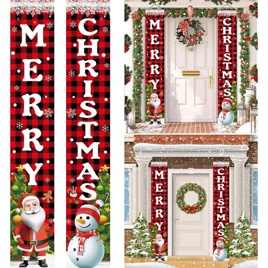 Vrolijk Kerstmis Deur Banier Decoratie - Kerstmis 2024 Decor voor Thuis