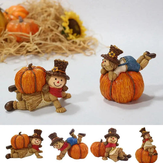 Pumpkin Scarecrow Ornaments - Unique Harvest Day Figurine for Boys & Girls