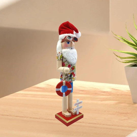 Schiaccianoci Babbo Natale da spiaggia in legno
