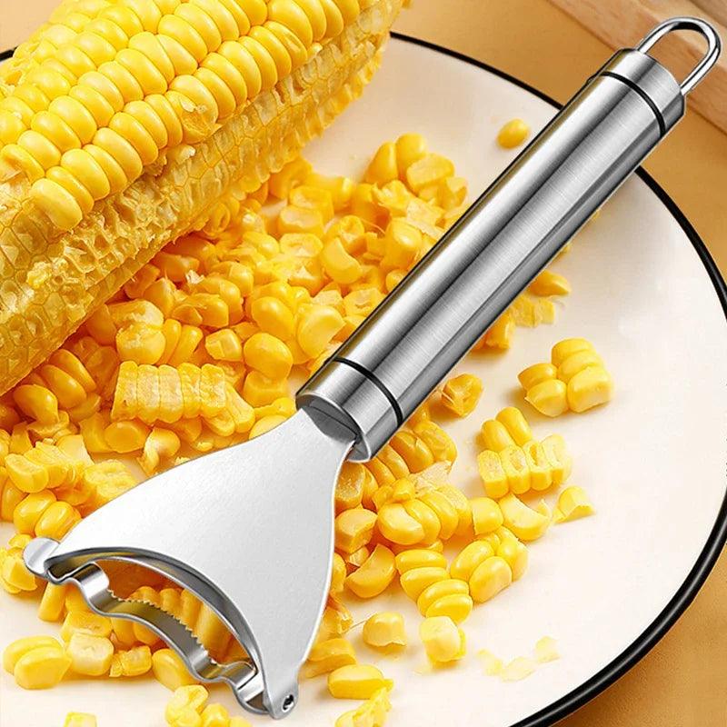Stainless Steel Corn Peeler - Serrated Cob Cutter & Vegetable Peeler, Essential Kitchen Aid