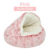 Round Cat Cushion – 2-in-1 Semi-Closed Soft Plush Pet Bed for Cats and Small Dogs