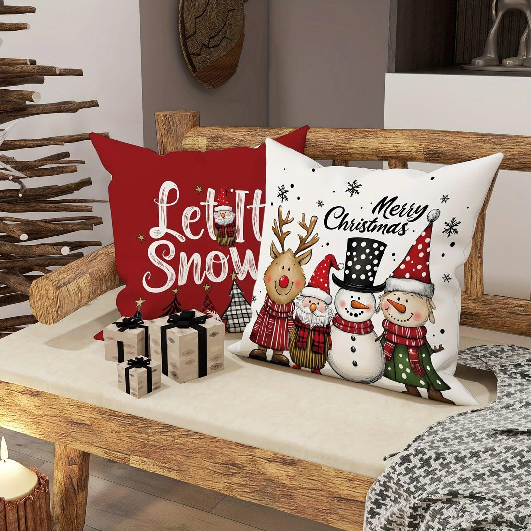 Christmas Decoration Pillowcase - Cheerful Santa Christmas Tree Pattern, Sofa Cushion Cover