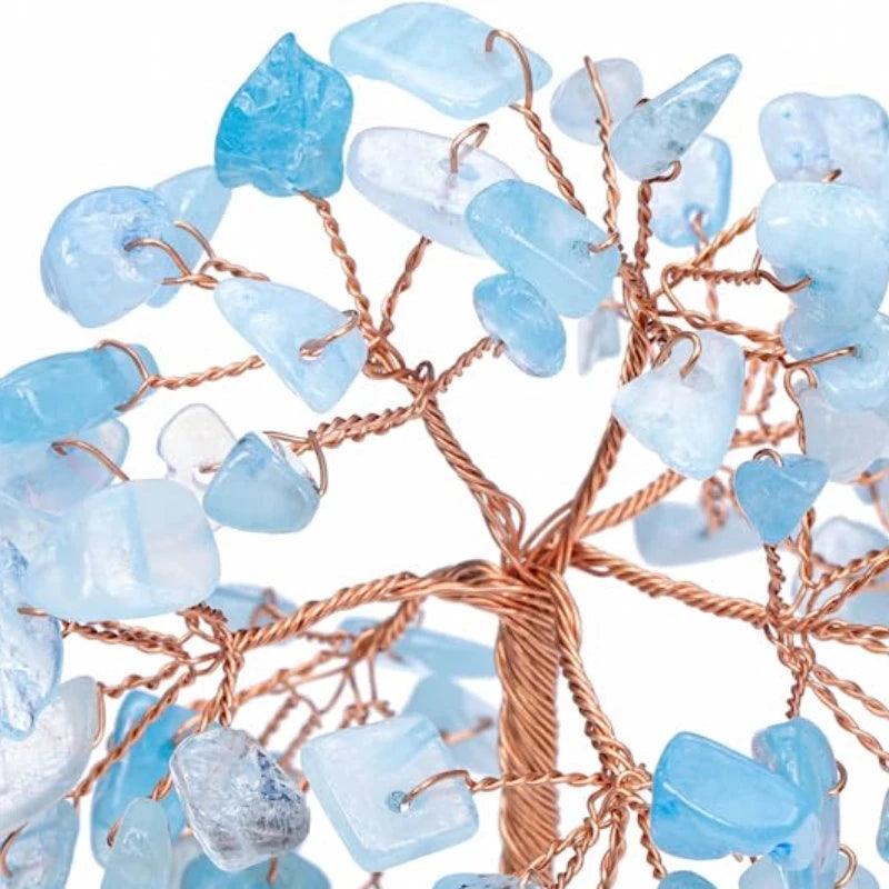 Super Mini Albero della Fortuna di Cristallo - Avvolto con Filo di Rame, Base in Agata, Pietra Guaritrice Albero Yoga Feng Shui per Decorazione della Casa
