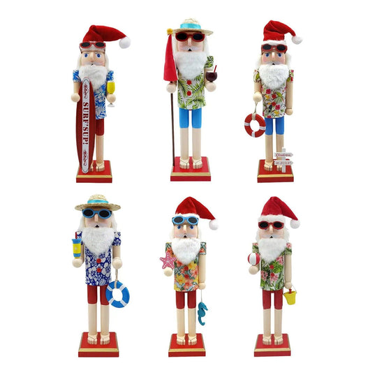 Schiaccianoci Babbo Natale da spiaggia in legno
