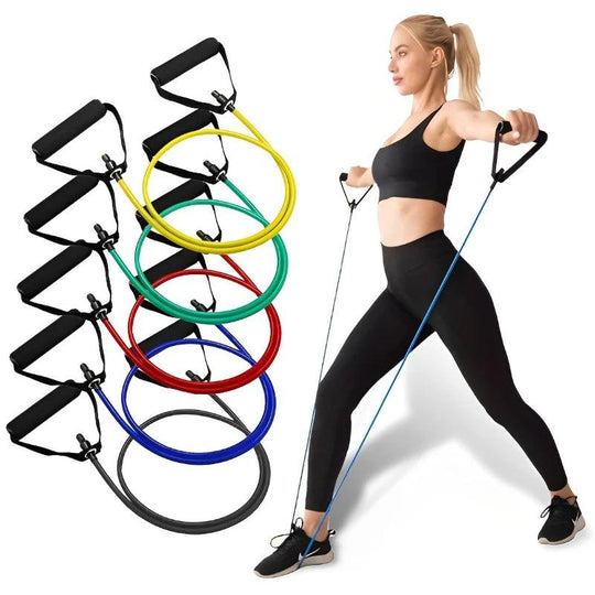 Bandes de résistance avec poignées – Entraînement d'exercice pour hommes et femmes – Équipement de musculation pour la maison