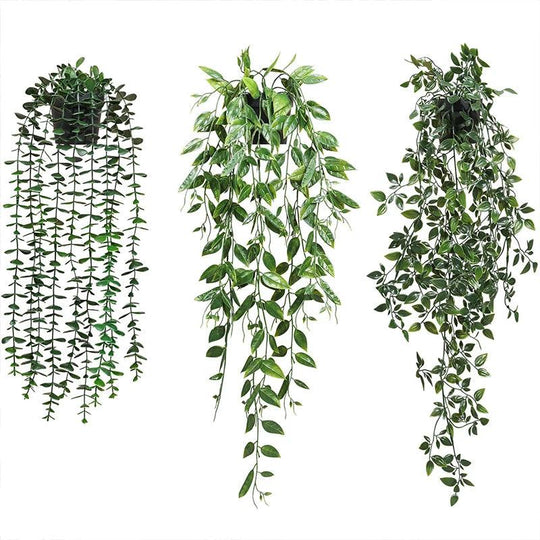 Plantes suspendues en plastique - Lianes murales avec feuilles pour extérieur et intérieur, décoration de jardin et salon, fleurs artificielles en rotin