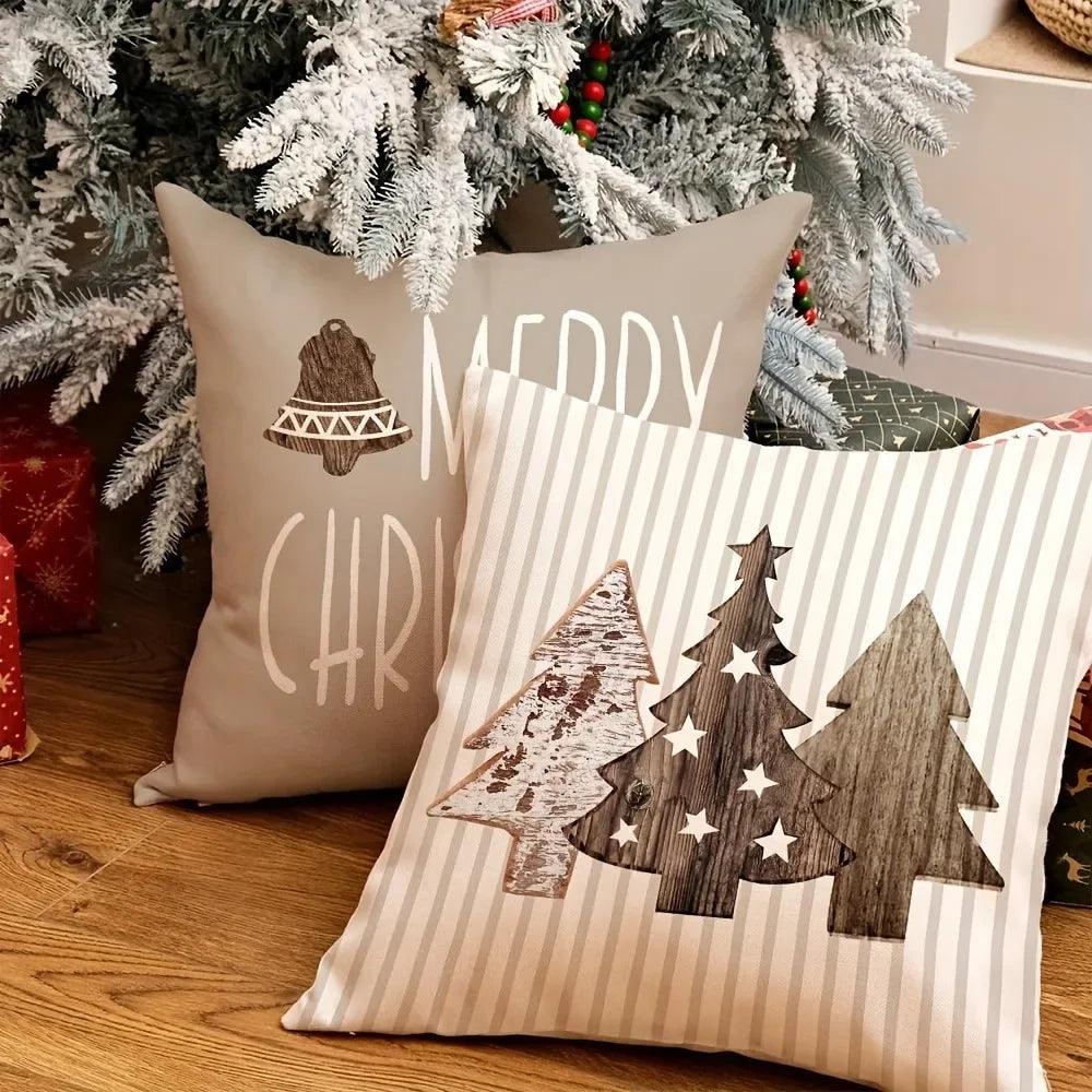 Christmas Decoration Cushion Cover - Christmas Gingerbread Tree Pattern - Living Room Sofa Cushion Cover - Home Farmhouse Decoration
