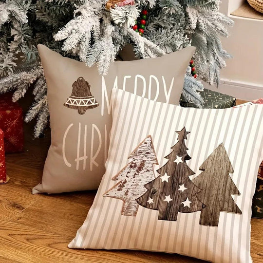 Christmas Decoration Cushion Cover - Christmas Gingerbread Tree Pattern - Living Room Sofa Cushion Cover - Home Farmhouse Decoration