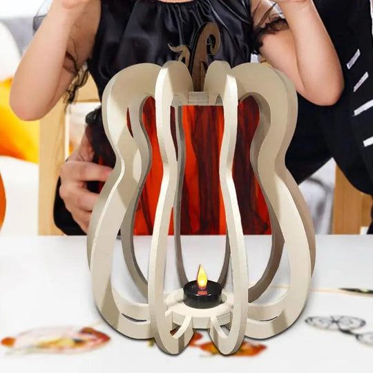 Lanterne à thé en bois en forme de citrouille - support créatif pour bougie d'automne