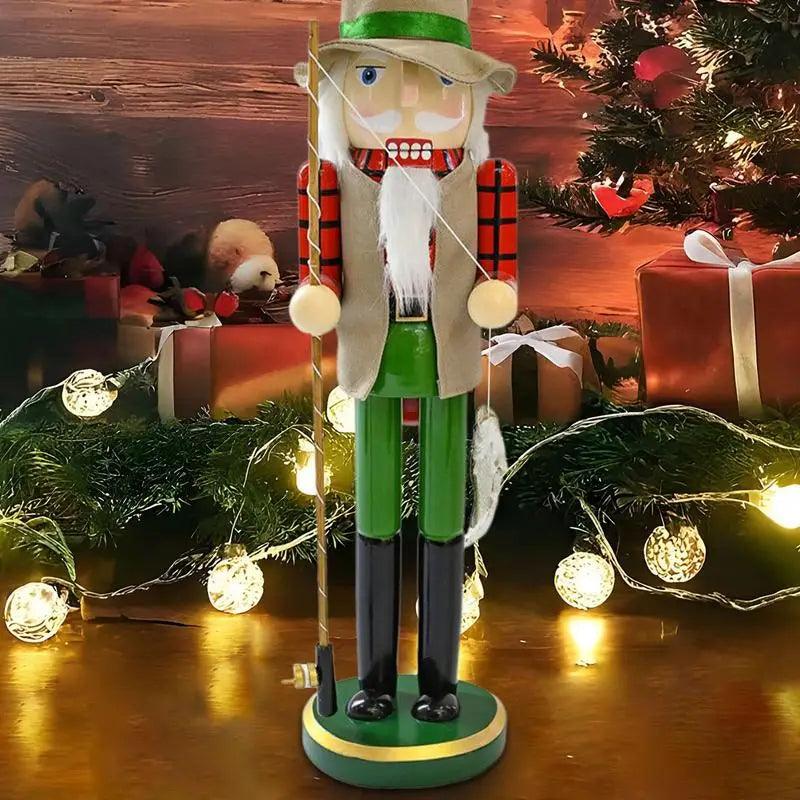Wooden nutcracker fisherman ornament
