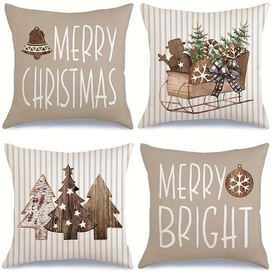 Christmas Decoration Cushion Cover - Christmas Gingerbread Tree Pattern - Living Room Sofa Cushion Cover - Home Farmhouse Decoration